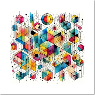 Psychedelic looking abstract illustration geometric shapes Posters and Art